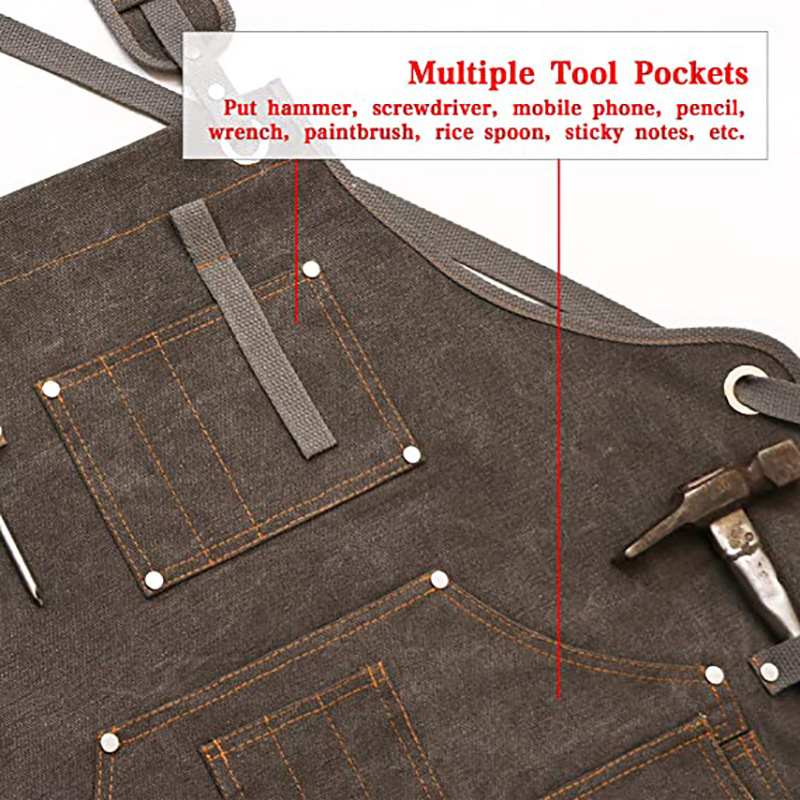 Simple Thickened Canvas Apron  - Woodworking Logo 评论和价格
